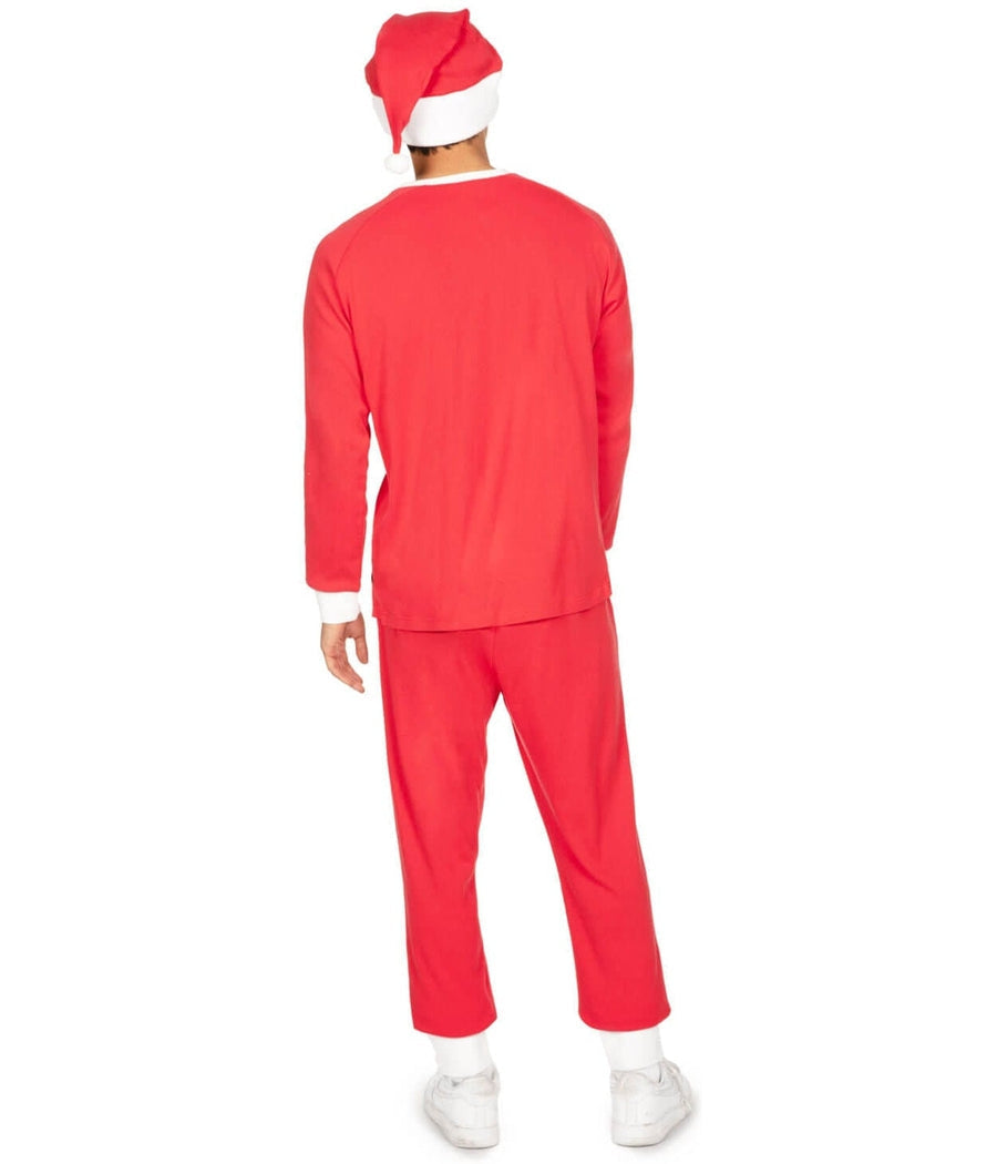 Mens Santa Claus Pajama Set with Crew Neck Top and Drawstring Pants
