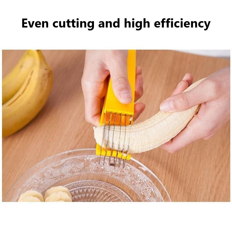 Handheld Banana Slicer with Stainless Steel Blades and Ergonomic Handle