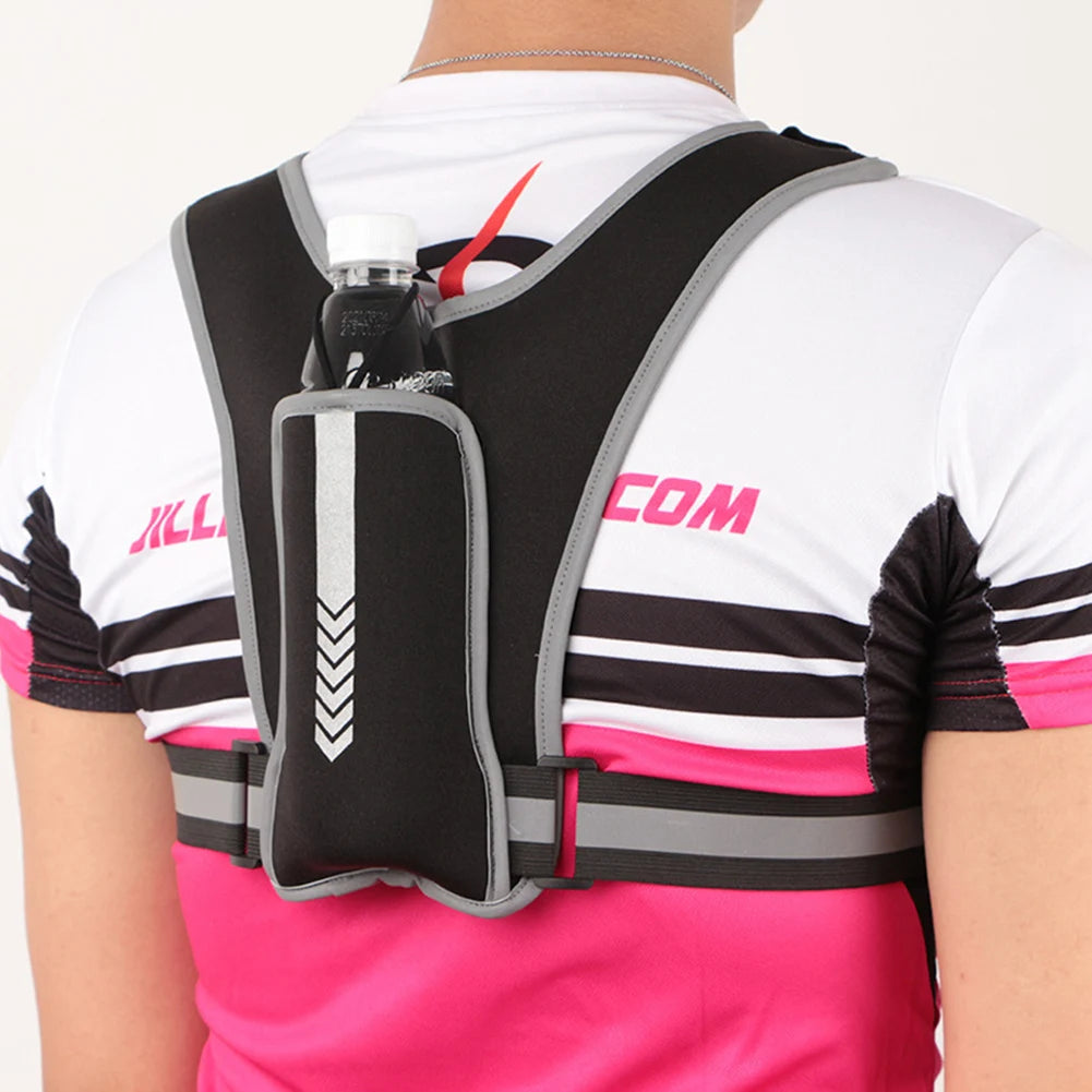 Reflective Chest Vest with Phone Pocket and Water Bottle Holder