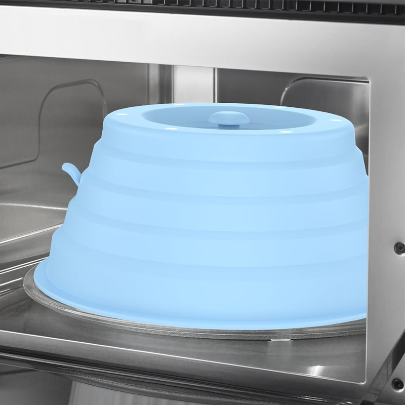 Collapsible Microwave Cover with Magnetic Ceiling Attachment and Steam Vents