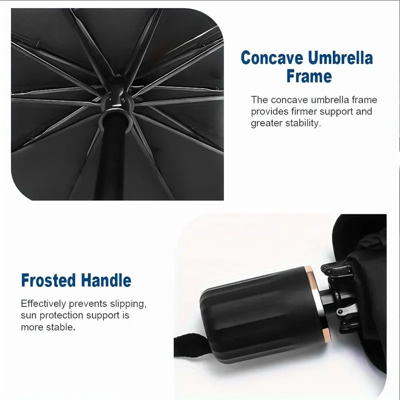 Umbrella Fold Windshield Sunshade 55x31 Inch with Reflective Heat Blocking for Cars and SUVs
