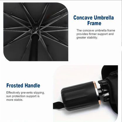 Umbrella Fold Windshield Sunshade 55x31 Inch with Reflective Heat Blocking for Cars and SUVs