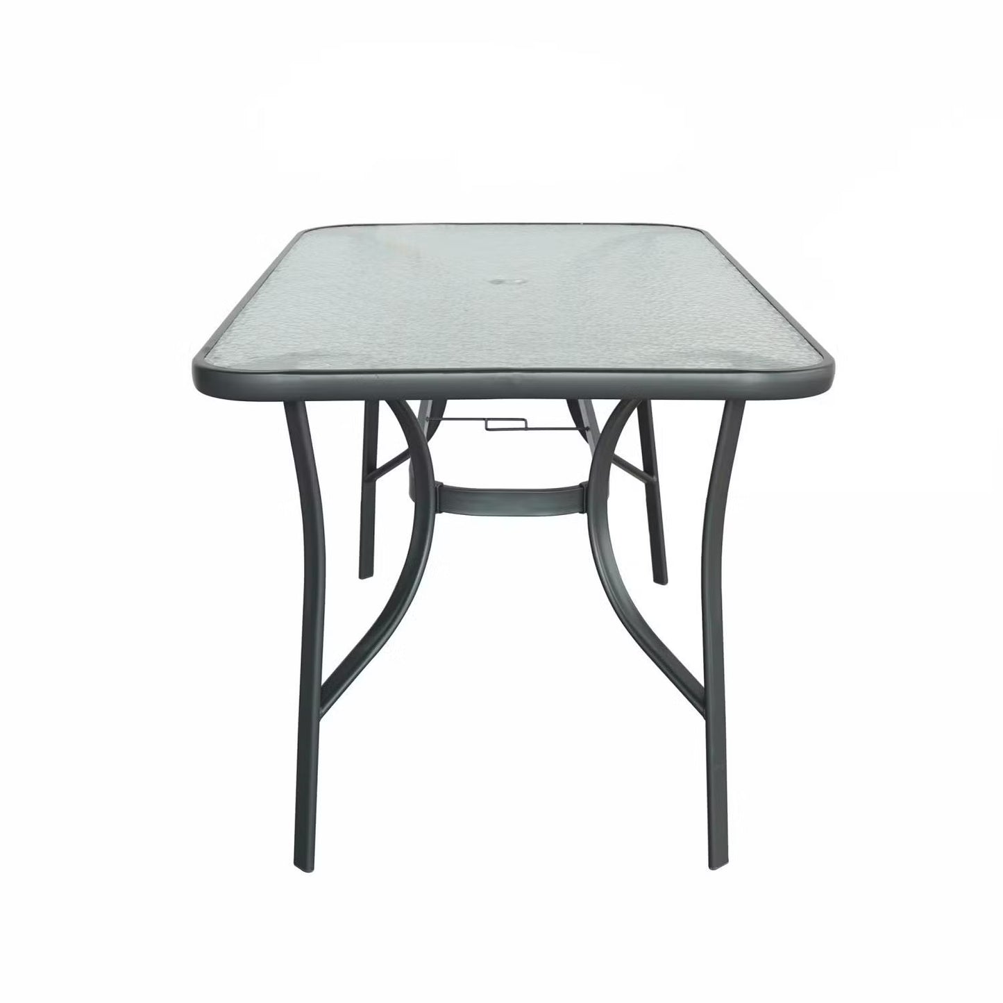 Kara Dining Set, Seating for 6 with Glass Top Table and Black Chairs