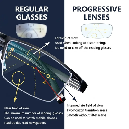 Progressive Multifocal Reading Glasses with Blue Light Filtering and Anti Glare Coating