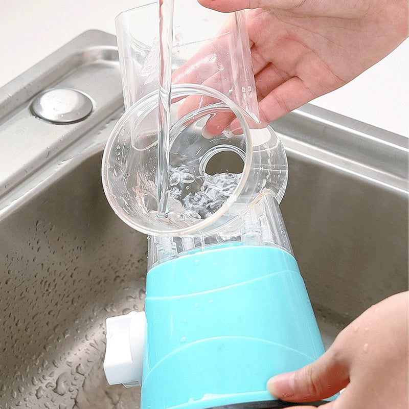 Rotary Vegetable Grater with Hand Crank and Three Interchangeable Blades