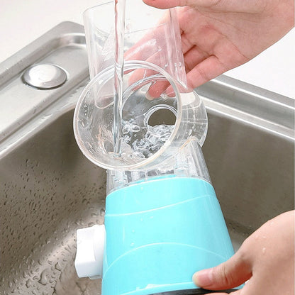 Rotary Vegetable Grater with Hand Crank and Three Interchangeable Blades
