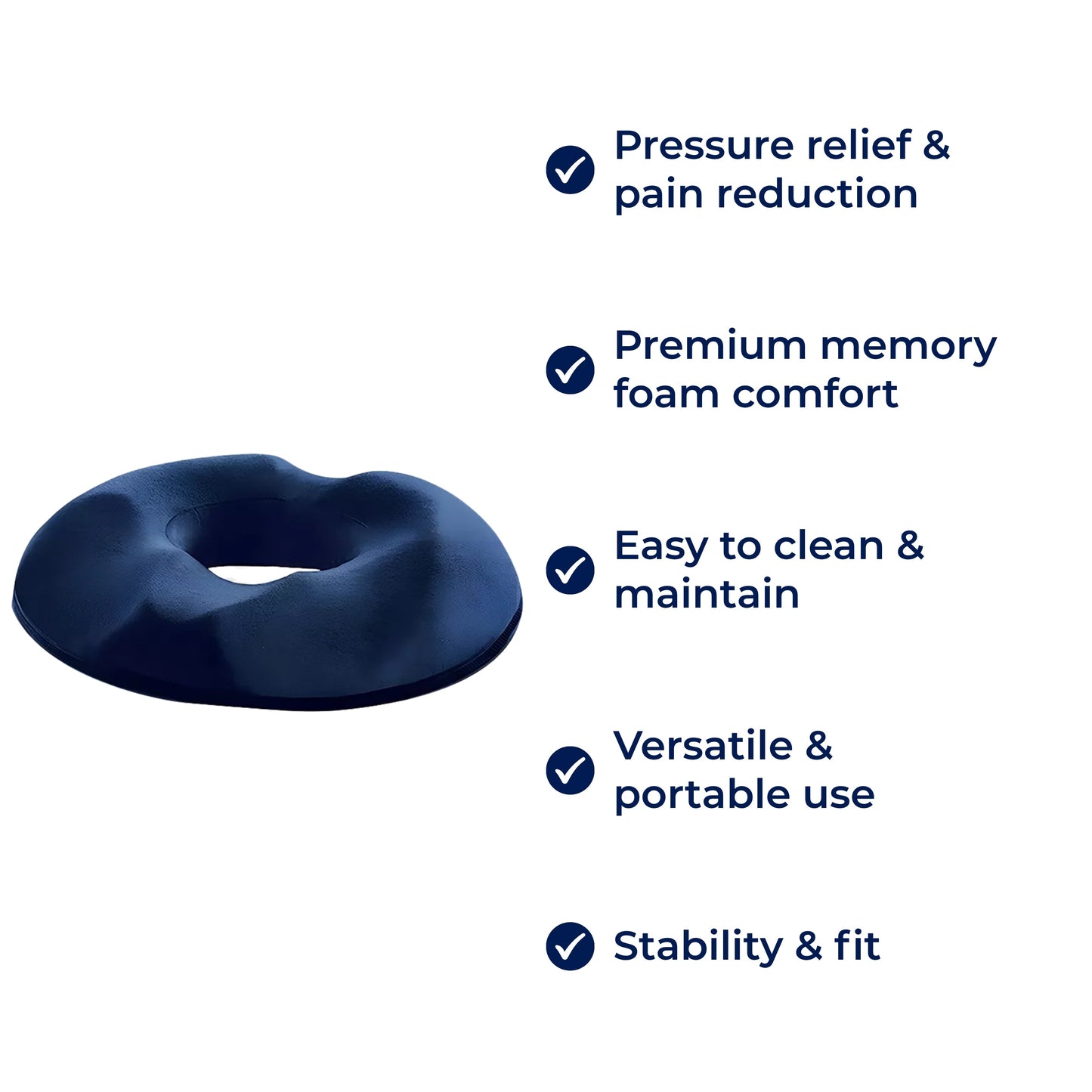 Memory Foam Donut Shape Seat Cushion with Center Opening and Washable Cover for Office, Travel, Home