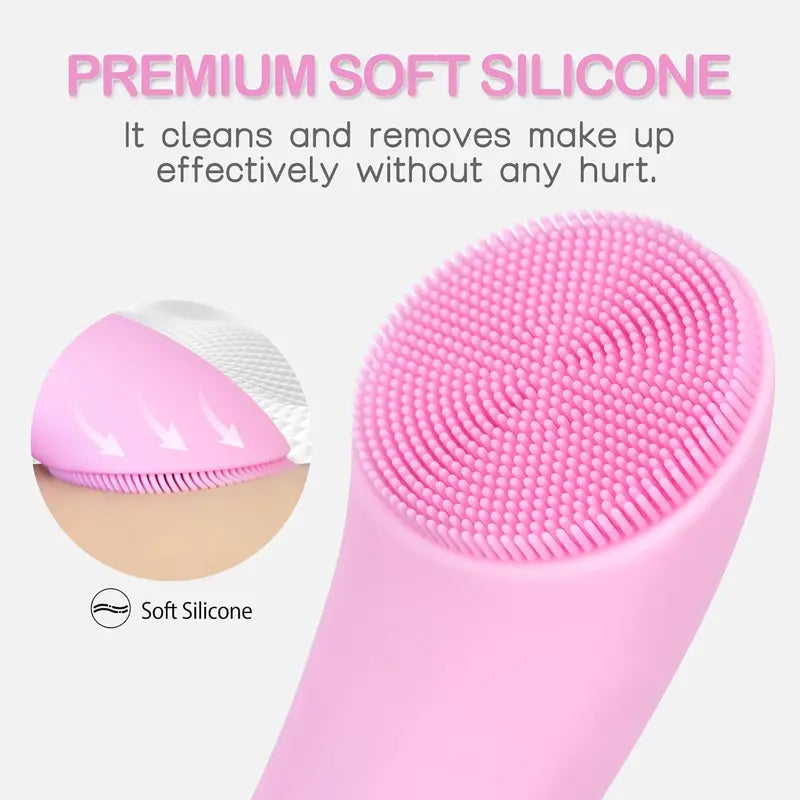 Electric Facial Cleansing Silicone Brush, Heatable Vibrating Face Scrubber with Massage, Silicone Face Scrubber for Women & Men, Electric Facial Cleanser for Deep Cleansing, Gentle Exfoliating.SummerWins DealsForYouDays allveramart