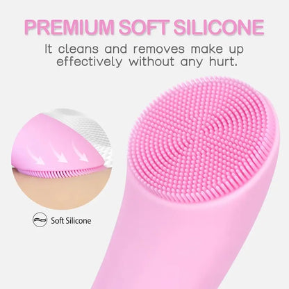 Electric Facial Cleansing Silicone Brush, Heatable Vibrating Face Scrubber with Massage, Silicone Face Scrubber for Women & Men, Electric Facial Cleanser for Deep Cleansing, Gentle Exfoliating.SummerWins DealsForYouDays allveramart