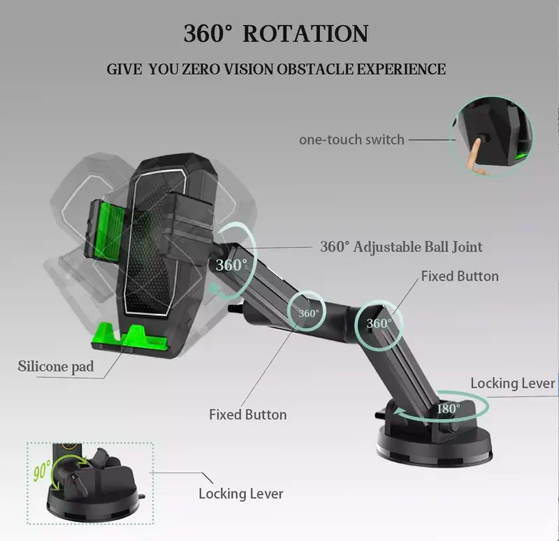 Truck Phone Holder Mount Heavy Duty Truck Dashboard Windshield Long Anti-Shake Smartphone Stand allveramart