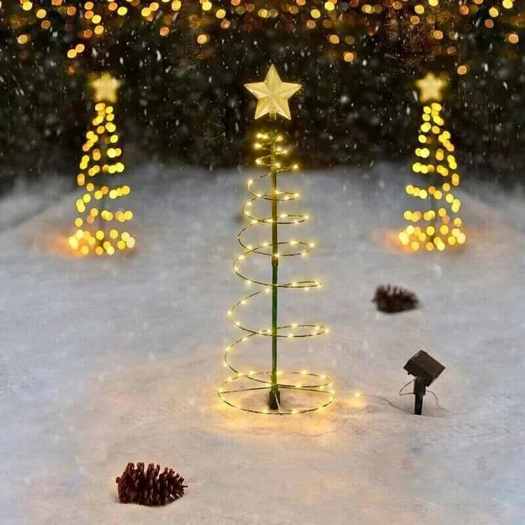 Solar Metal Tree Light with 50 LED Beads and Three Lighting Modes for Garden Beds and Paths