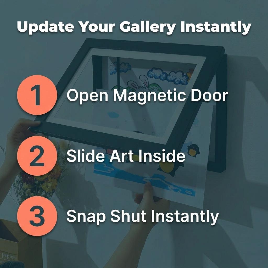 Artwork Storage Frame with Magnetic Front Panel and 150-Sheet Capacity