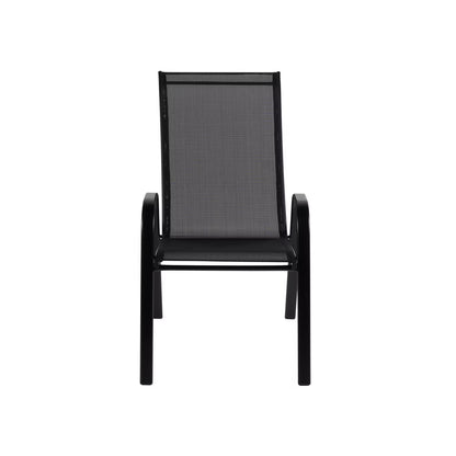 Kara Dining Set, Seating for 6 with Glass Top Table and Black Chairs