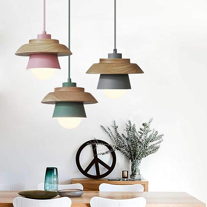 Nordic Wooden Pendant Light, Modern Hanging Lamp for Indoor Spaces