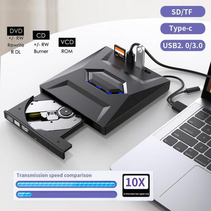 External DVD and CD Writer with SD Card Reader and USB Hub
