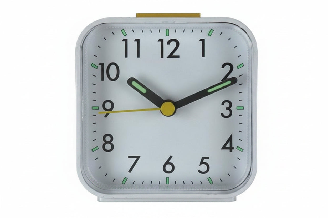 Silent Alarm Clock with Night Light and Snooze Function, Analog Display