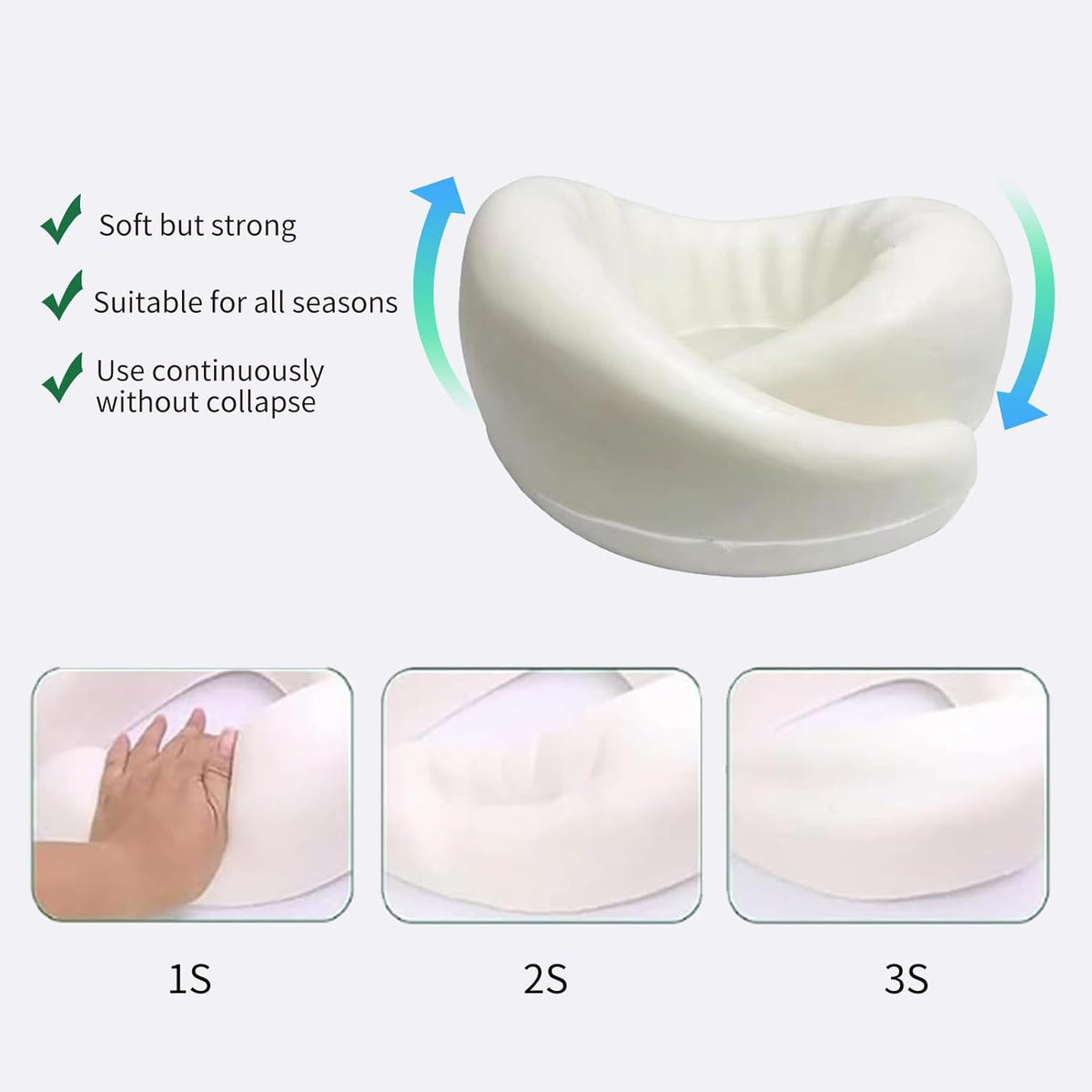 Memory Foam Neck Pillow with Adjustable Strap and Removable Cotton Cover, Includes Carry Bag