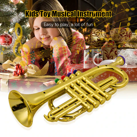 Kids Toy Trumpet with Four Colored Keys and Durable ABS Body
