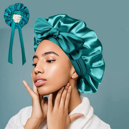 Silky Double Layer Sleep Bonnet with Adjustable Strap