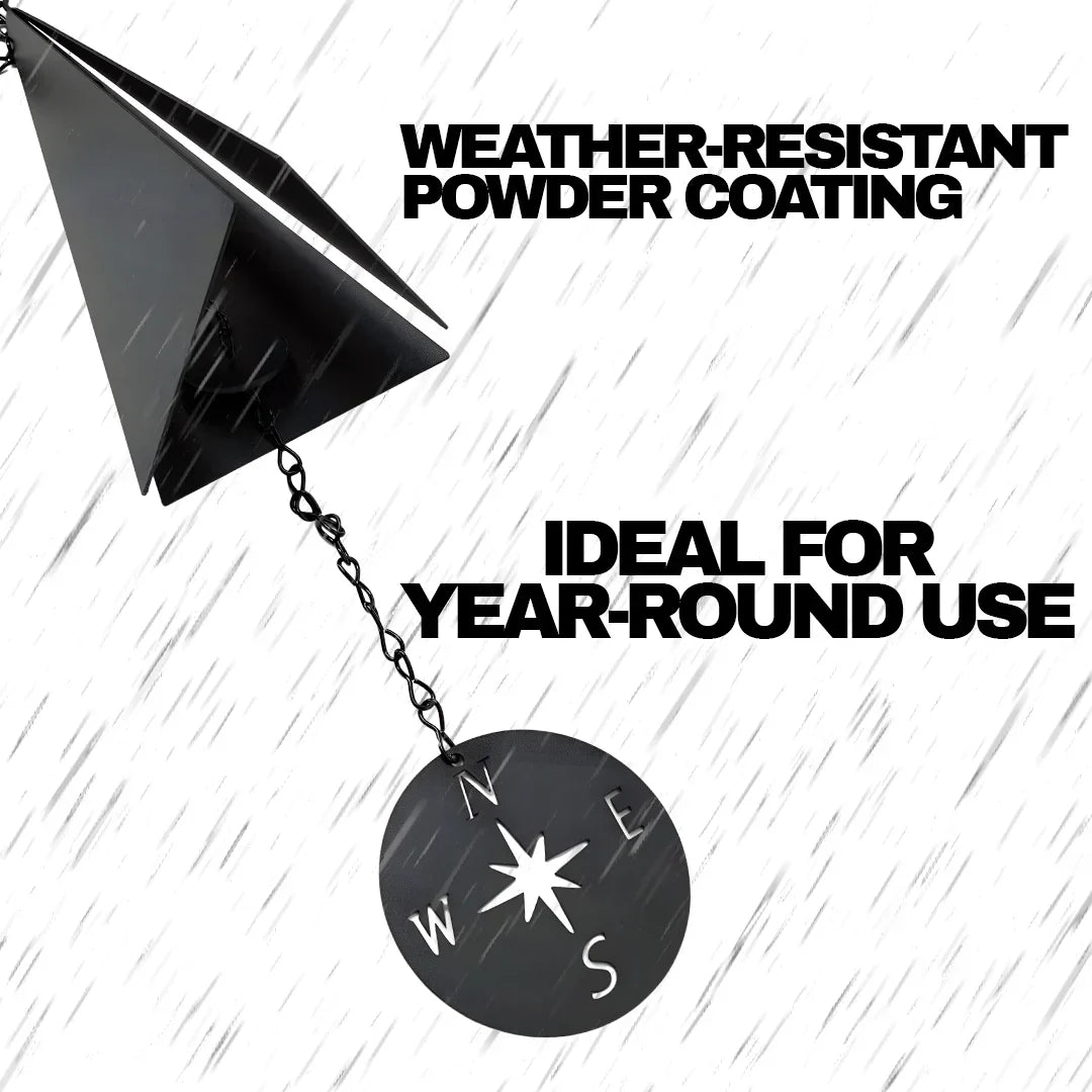 Nautical Compass Wind Bell with Triangle Design and Three Tones for Patio and Garden