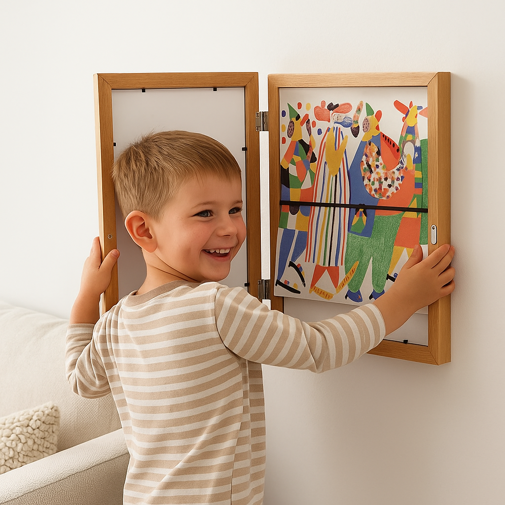 Rotating Drawing Storage Frame with Front Flip Access for 150 Artworks