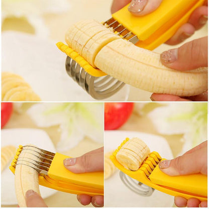 Handheld Banana Slicer with Stainless Steel Blades and Ergonomic Handle