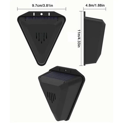 Solar Powered Outdoor Bird Repeller with 13 Rotating Predator Sounds and an IP55 Rated Body