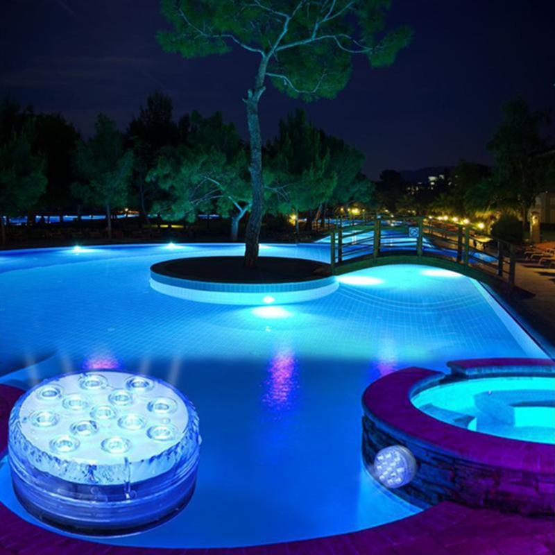 Submersible Pool Light with 12-Color Remote Control and Suction Cup Mount