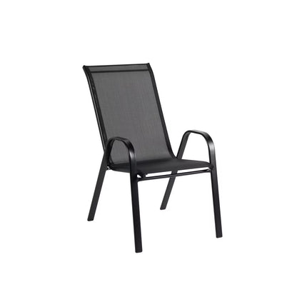 Kara Dining Set, Seating for 6 with Glass Top Table and Black Chairs