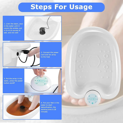 Portable Ionic Foot Spa with 30-Minute Timer and Foot Tub