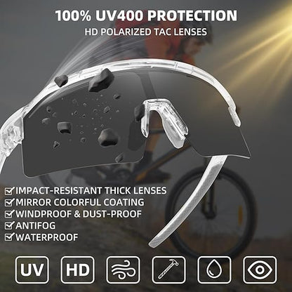 Photochromic Sports Sunglasses with UV Protection and Gray Tint, Unisex All Vera Mart