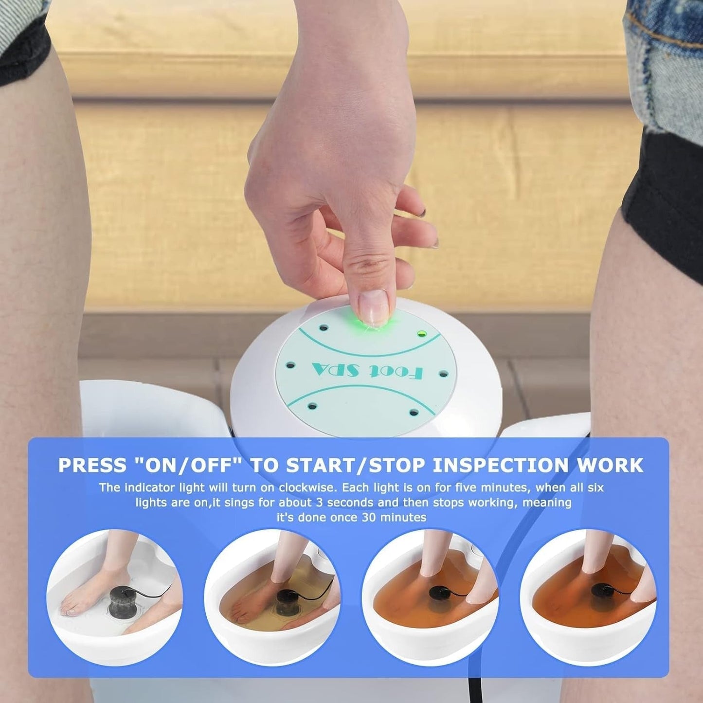 Portable Ionic Foot Spa with 30-Minute Timer and Foot Tub