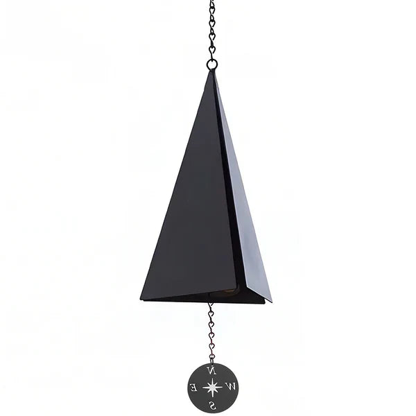 Nautical Compass Wind Bell with Triangle Design and Three Tones for Patio and Garden