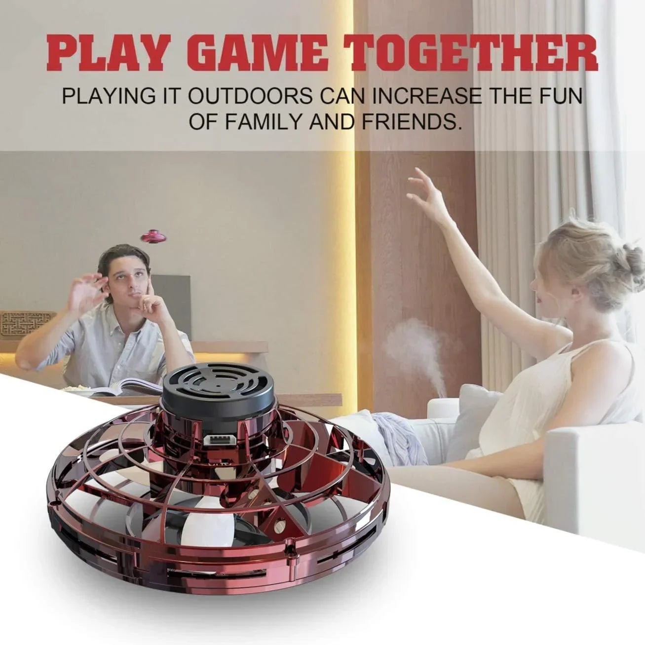 Hovering Gyroscope Spinner with LED Light Display and Hand Gesture Control