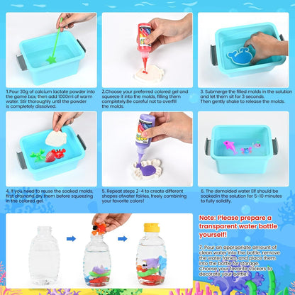 DIY Water Gel Pet Kit with 12 Colors and 12 Molds for Kids