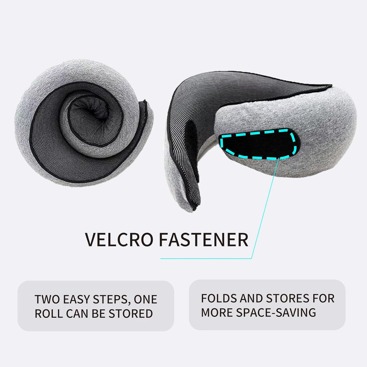 Memory Foam Neck Pillow with Adjustable Strap and Removable Cotton Cover, Includes Carry Bag