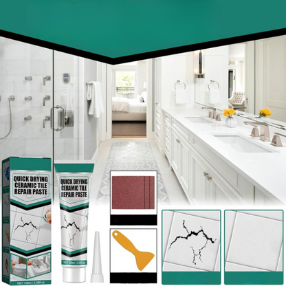 Tile Repair Paste Kit with Spatula and Sandpaper for Chips and Cracks
