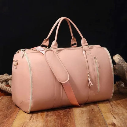 Carry On Duffel Bag with Hanging Garment Section and Shoe Compartment, 60L