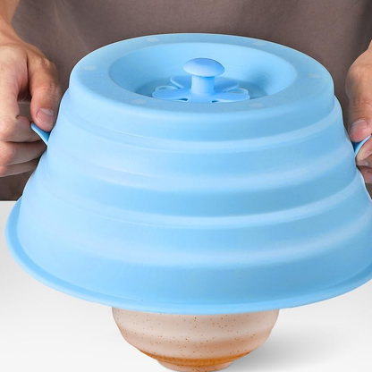 Collapsible Microwave Cover with Magnetic Ceiling Attachment and Steam Vents