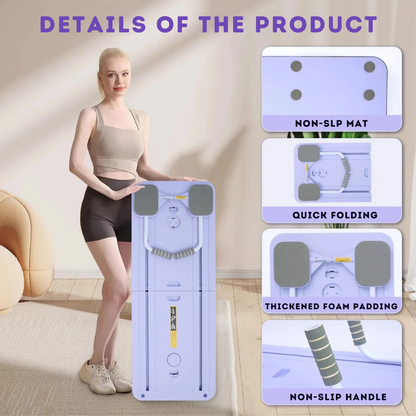 Portable Folding Balance Board with Resistance Bands for Home Pilates Training