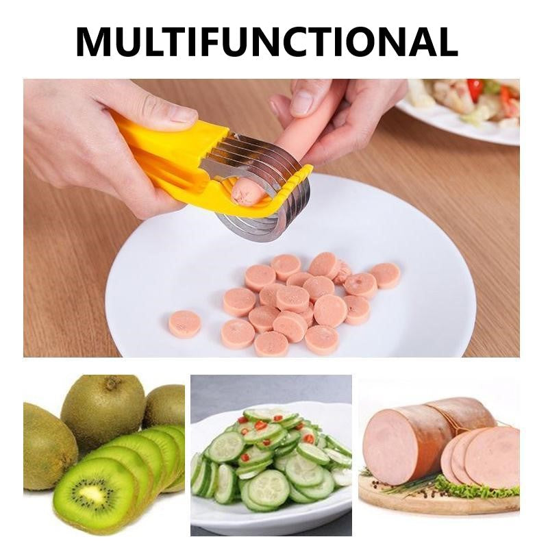Handheld Banana Slicer with Stainless Steel Blades and Ergonomic Handle