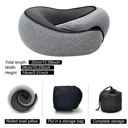 Memory Foam Neck Pillow with Adjustable Strap and Removable Cotton Cover, Includes Carry Bag