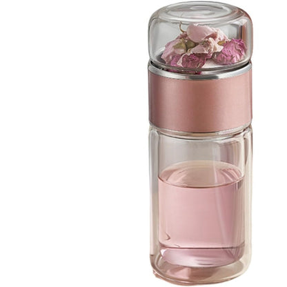 Glass Tea Infuser Bottle with Flip Brewing Control and Detachable Filter