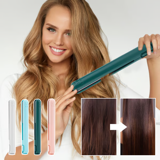 Portable Hair Curling and Straightening Iron with Ceramic Heating Panel and Floating Technology