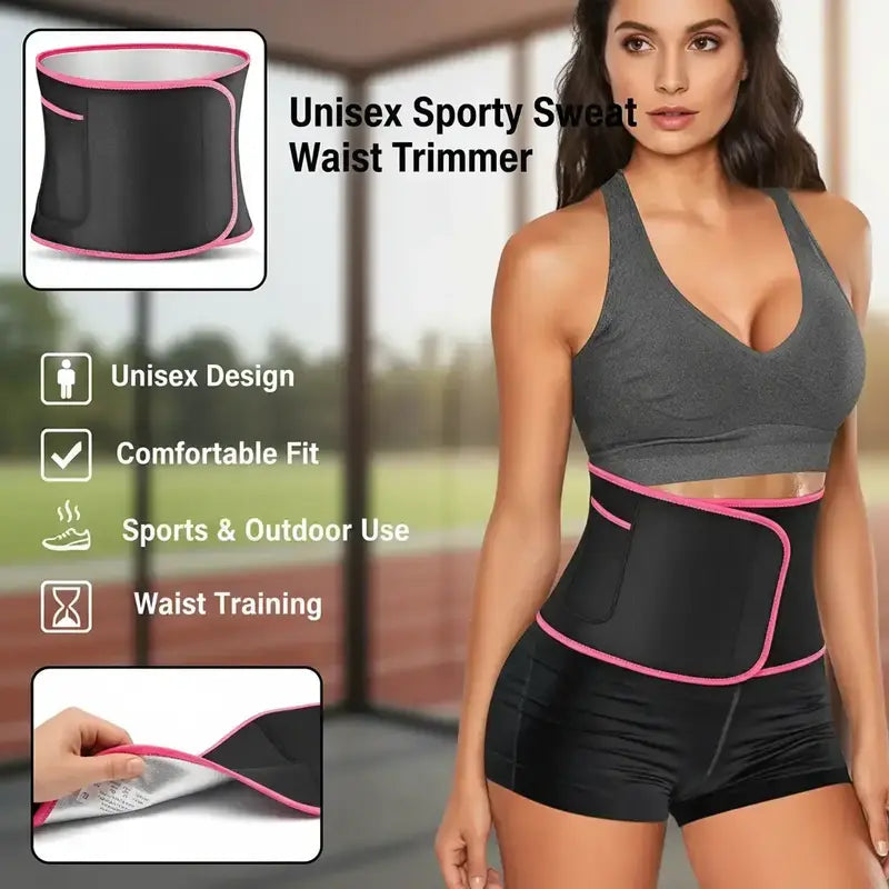 Sports Waist Trainer, Unisex Sweat Waist Trainer, Comfortable Sauna Sweat Belt, Fitness Waist Trainer, Waist Trimmer Cincher, Exercise Waistband, Workout Waistband, Sporty Waist Slimmer, Sports & Outdoor Accessories allveramart