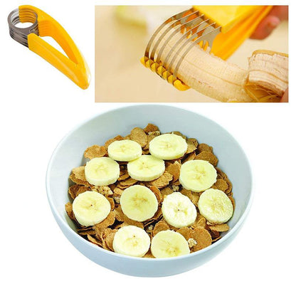Handheld Banana Slicer with Stainless Steel Blades and Ergonomic Handle
