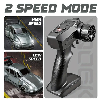 4WD RC Car with Switchable Drift and Racing Tires, LED Lights