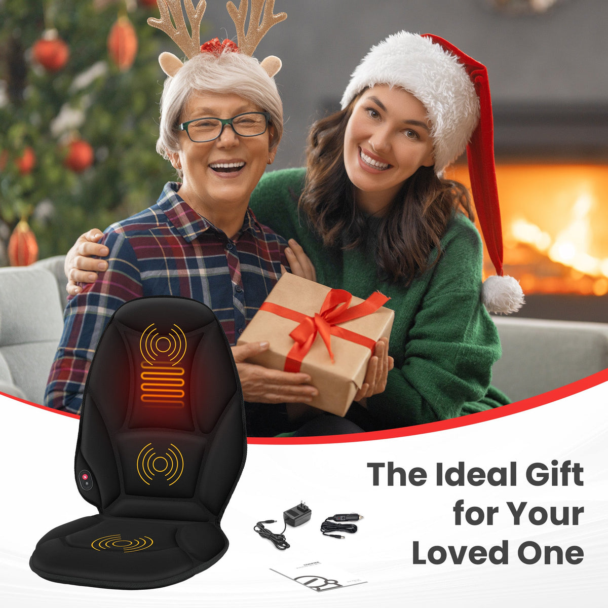 Vibrating Massage Cushion with Dual Zone Heat and 5 Motors for Home Office Car