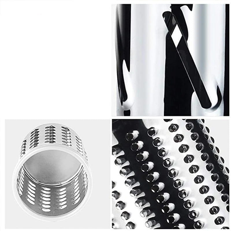 Rotary Vegetable Grater with Hand Crank and Three Interchangeable Blades