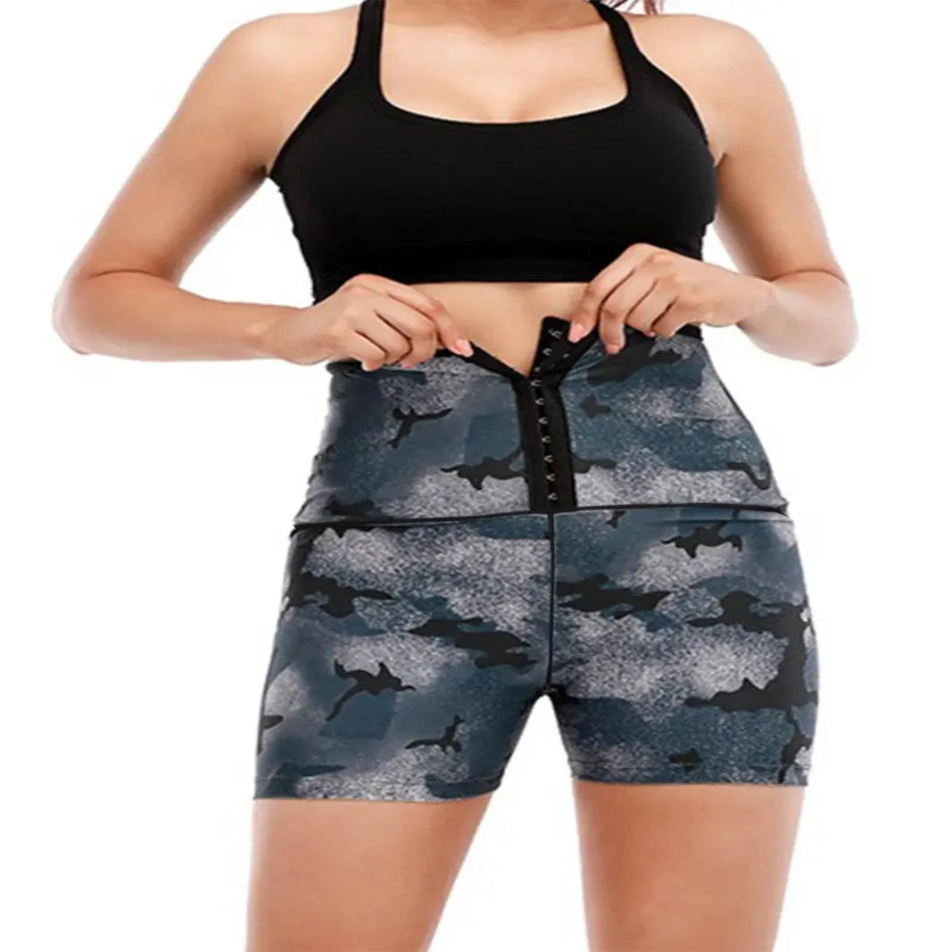Women's Solid High Waist Breathable Waistband Sauna Shorts, Breathable Comfortable Tummy Control Hip Lift Sauna Shorts, Ladies Sportswear for Indoor Outdoor Wear allveramart